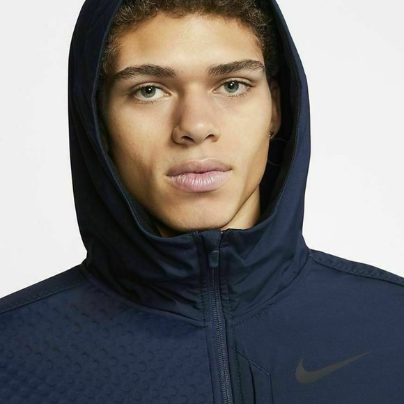 Nike Therma Full Zip Hooded Training Jacket Blue Mens Size Large BV3998-… - Picture 2 of 8